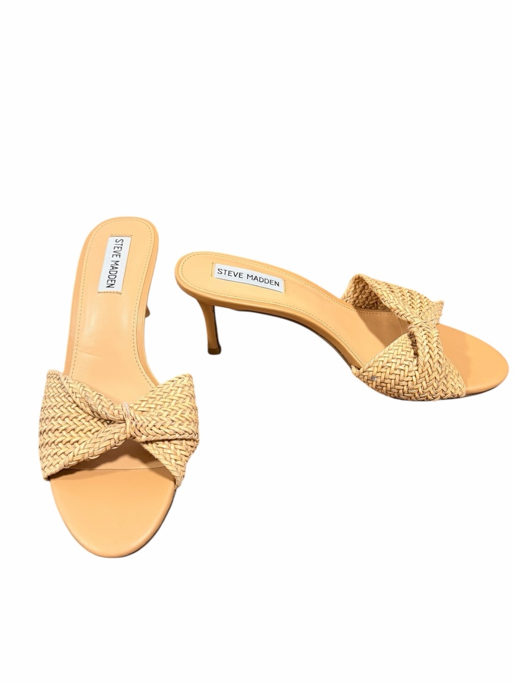 Steve Madden Russo Slide Sandal Heels, Woven- Women’s size 9